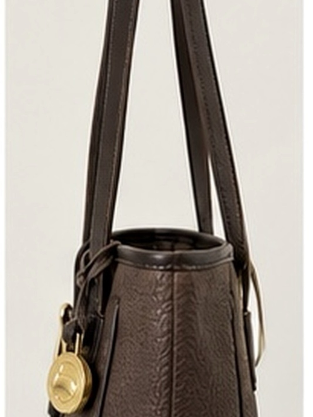 Vintage Dooney & Bourke Brown Leather Pebbled Tote with Gold Hardware - Picture 3 of 6